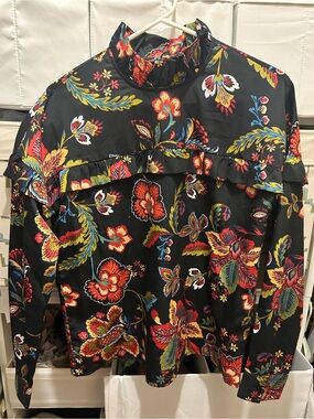 Vero Moda Black Floral Ruffle Neck Blouse